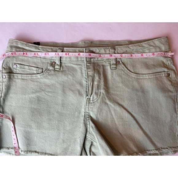 LC Lauren Conrad Womens Cut Off Jeans Shorts Stretch Mid Rise Green Size 4 - Picture 3 of 8